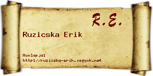 Ruzicska Erik névjegykártya